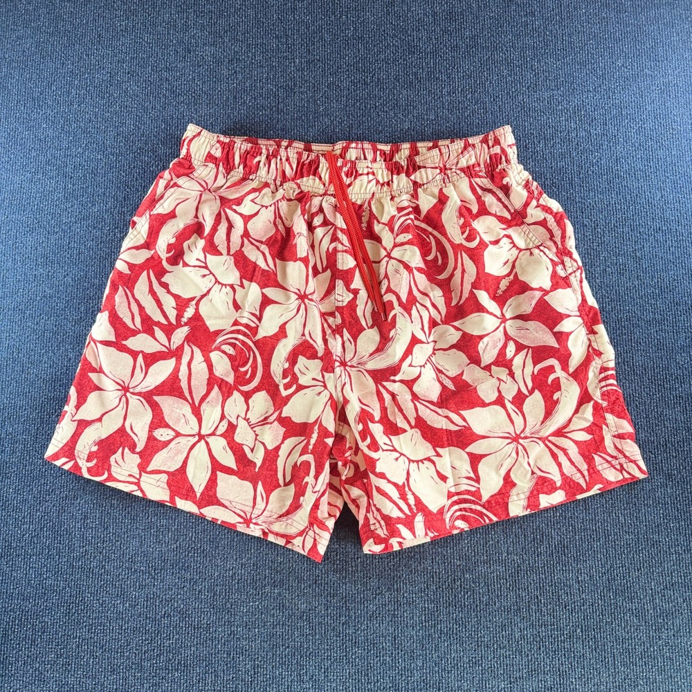 OP Ocean Pacific‎ Mens Swim Trunks Red White Hibiscus Floral Board Shorts Large
